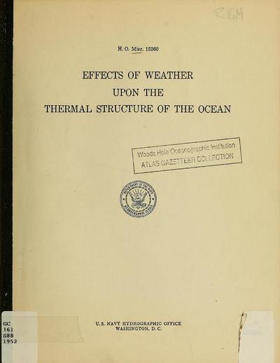 Effects of weather upon the thermal structure of the ocean. Progress report no. 1. [Prepared by J.J. Schule, Jr., with the assistance of L.S. Simpson, and A. Shapiro]