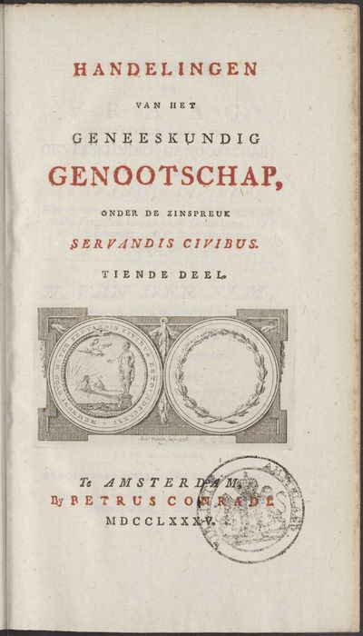 Handelingen van het geneeskundig genootschap, onder de zinspreuk Servandis civibus.Handelingen van het geneeskundig genootschap. Part 10