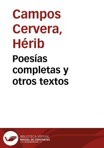 Poesías completas  Biblioteca Virtual Miguel de Cervantes