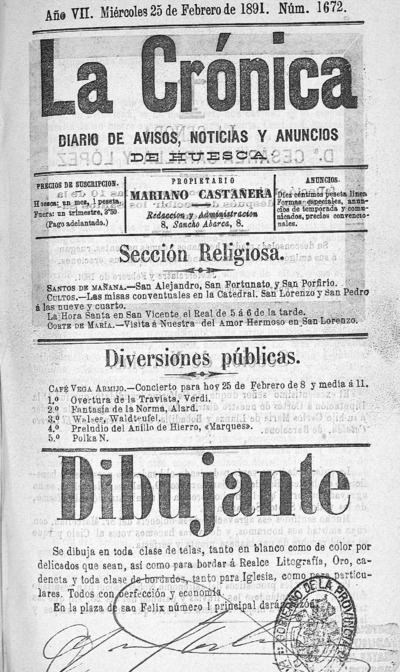 La Cronica Diario De Noticias Y Anuncios Ano Vii Numero 1672 11 Febrero 25 Europeana