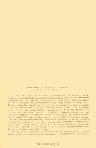 Problematyka indiańska w czasopiśmie „Łatinskaja Amierika”Dzieje Najnowsze : [kwartalnik poświęcony historii XX wieku] R. 4 z. 2 (1972), Z prac latynoamerykanistów radzieckichProblematyka indiańska w czasopiśmie „Łatinskaja Amierika”Dzieje Najnowsze : [kwartalnik poświęcony historii XX wieku] R. 4 z. 2 (1972), Z prac latynoamerykanistów radzieckich