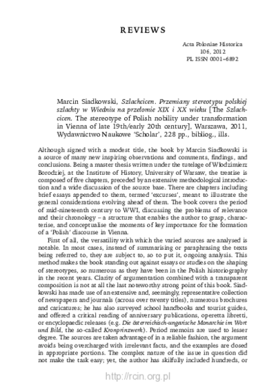 Acta Poloniae Historica. T. 106 (2012), ReviewsActa Poloniae Historica. T. 106 (2012)Acta Poloniae Historica. T. 106 (2012), ReviewsActa Poloniae Historica. T. 106 (2012)