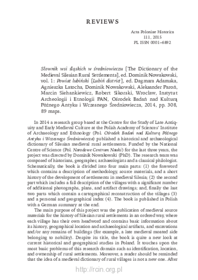 Acta Poloniae Historica. T. 111 (2015), ReviewsActa Poloniae Historica. T. 111 (2015), The Specificity of Historical Development : East Central Europe in the Nineteenth and Twentieth CenturyActa Poloniae Historica. T. 111 (2015), ReviewsActa Poloniae Historica. T. 111 (2015), The Specificity of Historical Development : East Central Europe in the Nineteenth and Twentieth Century