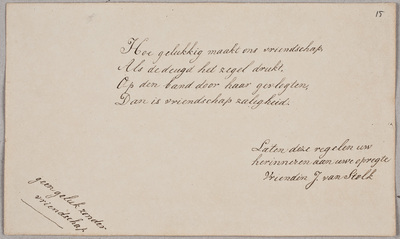 Albuminscriptie / van J. van Stolk, voor Johanna Messchert (1806-1868)