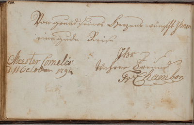 Albuminscriptie / van F. von Chambon, voor Wilhelm Eschenbach (1764-1797), wiskundige en astronoom