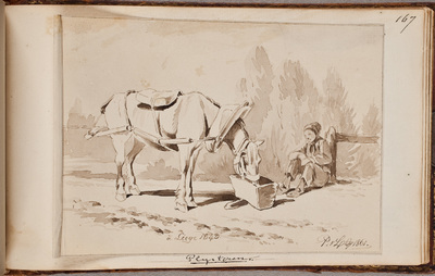 Knecht met drinkend paard / door [P]ieter v[an] L[oon] (1801-1873)