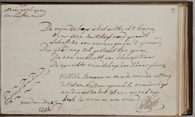 Albuminscriptie / van J. Weits, voor Maria Cornelia Star Lichtenvoort (1772-1853)