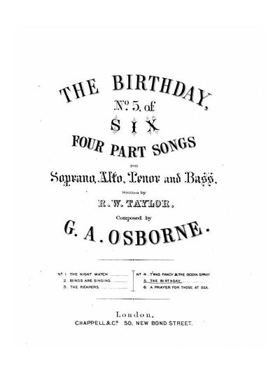 The birthday part song for soprano, 2-nd soprano or alto, tenor and bassДень рождения