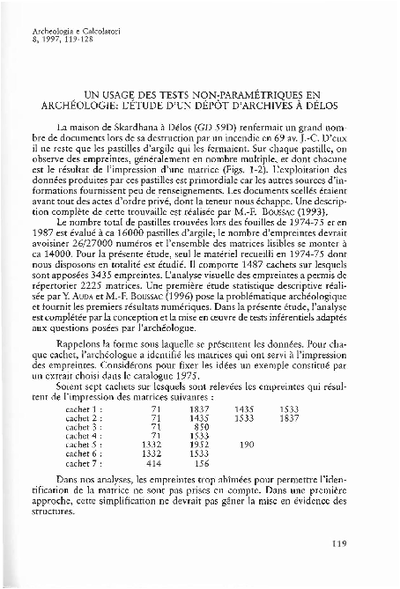 Un usage des tests non-paramétriques en archéologie: l'étude d'un dépôt d'archives à Délos