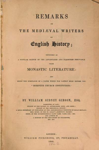 Remarks on the mediaeval writers of English history