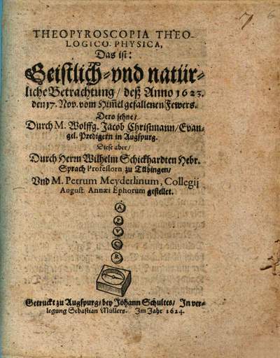 Theopyroscopia Theologico-Physica, Das ist: Geistlich- und natürliche Betrachtung, deß Anno 1623. den 17. Nov. vom Him[m]el gefallenen Fewers