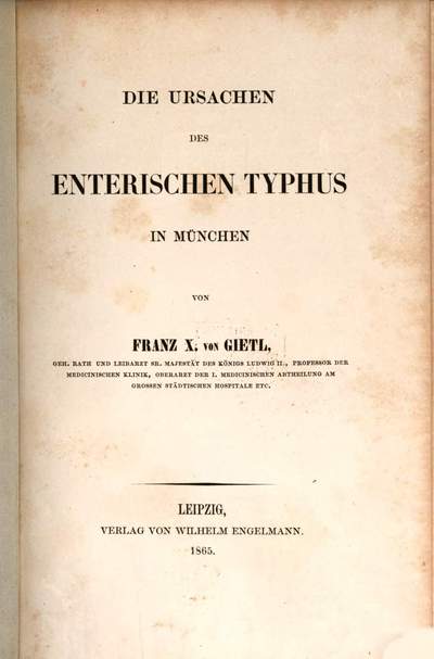 ˜Dieœ Ursachen des enterischen Typhus in München