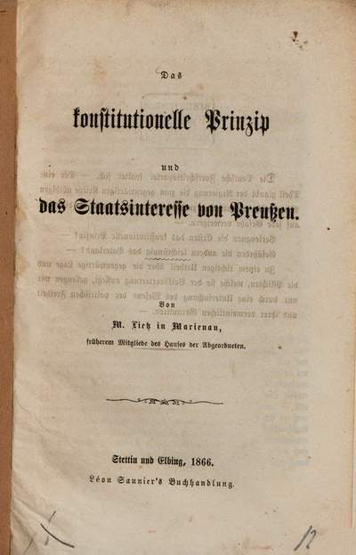 ˜Dasœ konstitutionelle Prinzip und das Staatsinteresse von Preußen