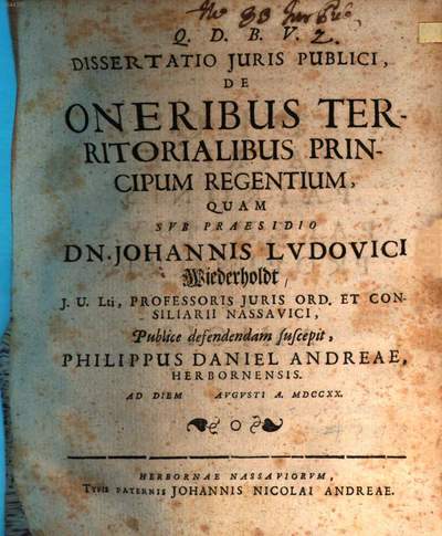 Dissertatio Juris Publici, De Oneribus Territorialibus Principum Regentium