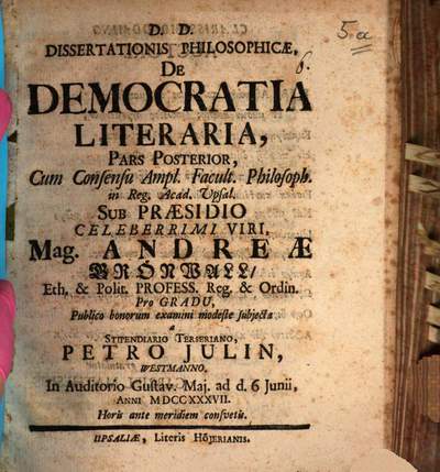 ˜Dissertationis philos.œ de democratia literaria pars posterior