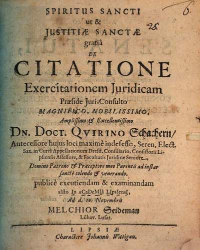 De citatione exercitatio iuridica