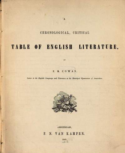 ˜Aœ chronological, critical table of English literature