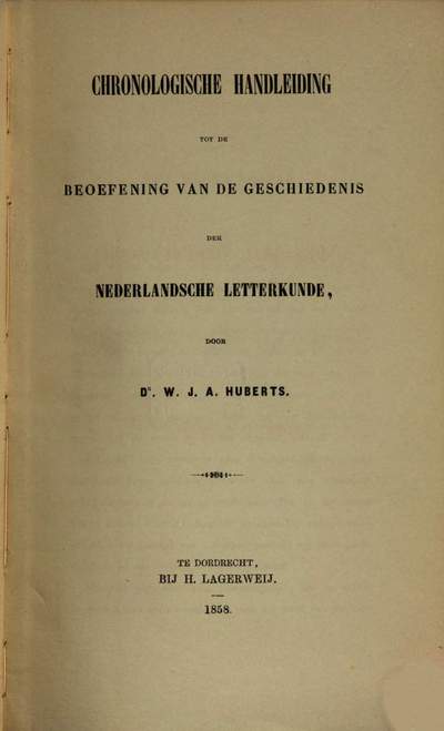 Chronologische Handleiding tot de Beoefening van de Geschiedenis der Nederlandsche Letterkunde