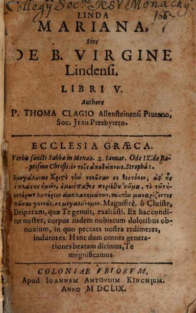 Linda Mariana Sive De B Virgine Lindensi Libri V Europeana