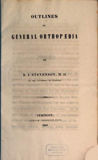 Outlines of General Orthopaedia