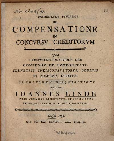 ˜Commentatio synopticaœ de compensatione in concursu creditorum