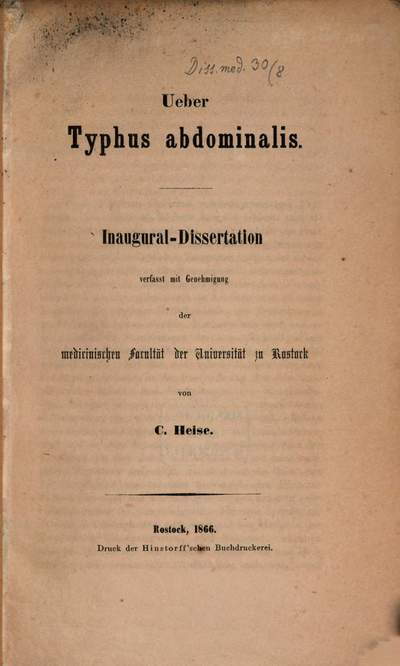 Ueber Typhus abdominalis :Inaug.-Diss.