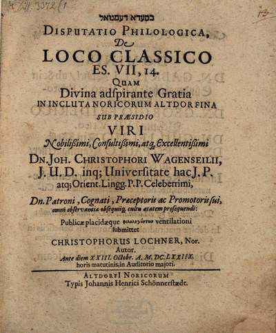 Disputatio Philologica, De Loco Classico Es. VII,14.
