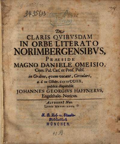 De claris quibusdam in orbe literato Norimbergensibus
