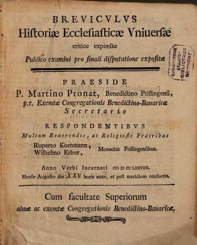 Breviculus historiae ecclesiasticae universae critice expensae