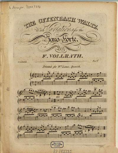 ˜Theœ Offenbach waltz, with variations :for the pianoforte
