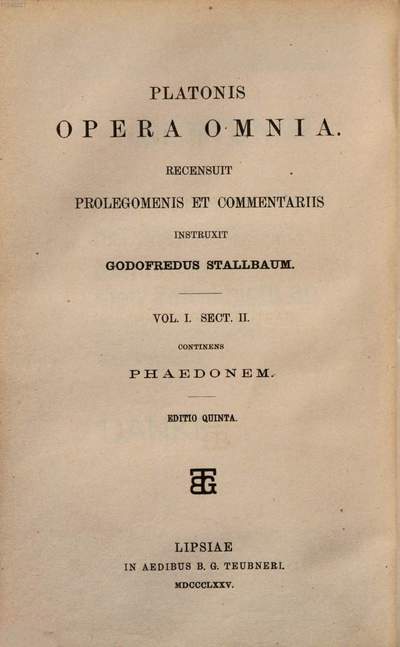 Platonis Opera omnia. 1,2, Phaedo