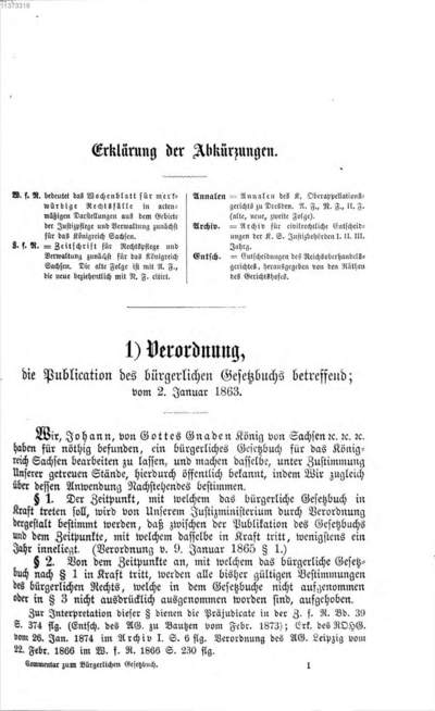 ˜Dasœ Bürgerliche Gesetzbuch für das Königreich Sachsen, nach den hierzu ergangenen Entscheidungen der Spruchbehörden. 1