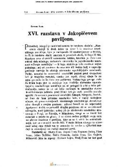 XVI. razstava v Jakopičevem paviljonu