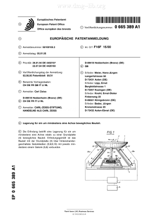 Lagerung für ein um mindestens eine Achse bewegliches BauteilEP0665389A1