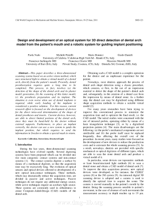 Design and development of an optical system for 3D direct detection of dental arch model from the patient's mouth and a robotic system for guiding implant positioning