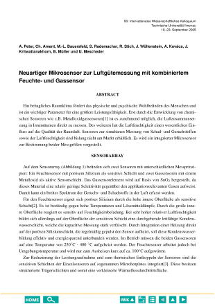 Neuartiger Mikrosensor zur Luftgütemessung mit kombiniertem Feuchte- und Gassensor
