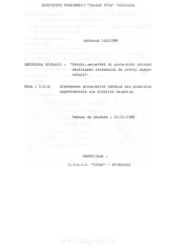 Protocol. Contract 163/1980. Faza 1.1.2