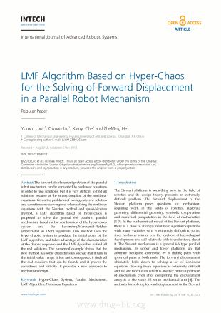 LMF Algorithm Based on Hyper-Chaos for the Solving of Forward Displacement in a Parallel Robot MechanismAlgoritmo LMF basato sull'ipercaos per risolvere la cinematica diretta di un robot ad architettura parallela