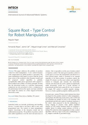 Square Root - Type Control for Robot ManipulatorsControllo tipo radice quadrata per manipolatori robotici