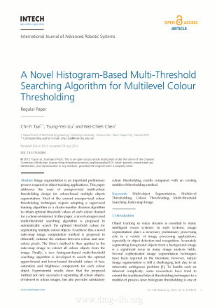 A Novel Histogram-Based Multi-Threshold Searching Algorithm for Multilevel Colour ThresholdingUn nuoovo algoritmo di ricerca multisoglia basato su istogrammi per limitazione di colore multilivello