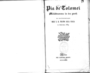 Pia de' Tolomei : melodramma in tre parti