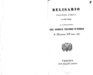 Belisario : tragedia lirica in tre parti