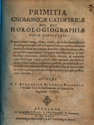 Primitae gnomicae Catoptricae hoc est horologiographiae novae specularis