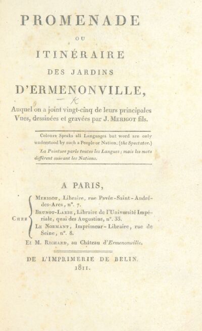 [Promenade ou Itinéraire des Jardins d'Ermenonville: auquel on a joint vingt-cinq de leurs principales vues dessinées et gravées par Mérigot fils.] [electronic resource]