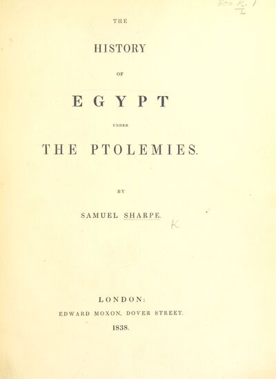 The History of Egypt under the Ptolemies. [electronic resource]