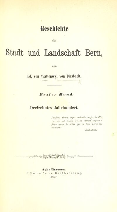 Geschichte der Stadt und Landschaft Bern. [electronic resource]
