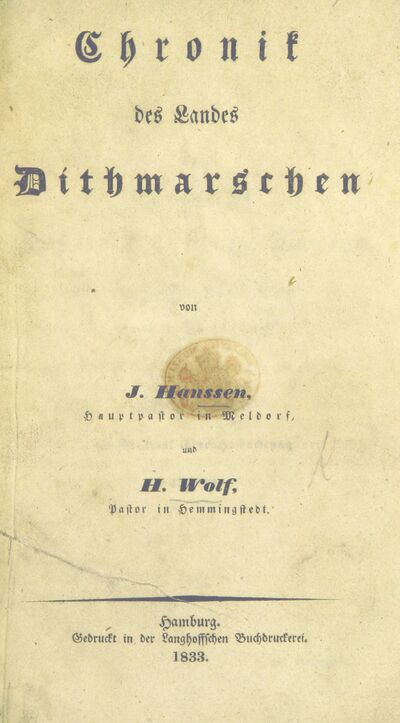 Chronik des Landes Dithmarschen. [electronic resource]