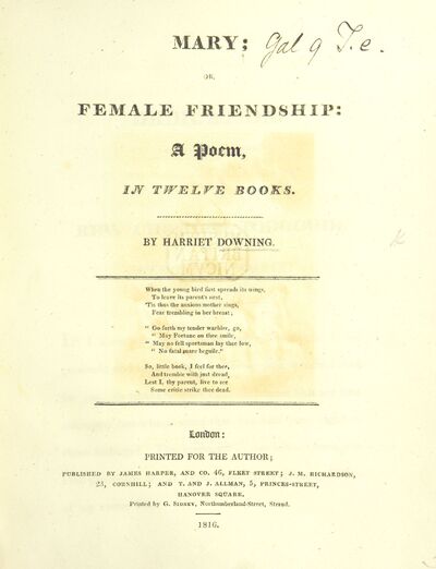Mary; or Female Friendship: a poem. [electronic resource]