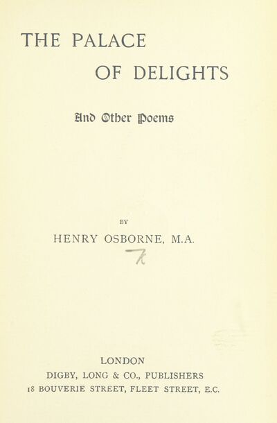 The Palace of Delights, and other poems. [electronic resource]