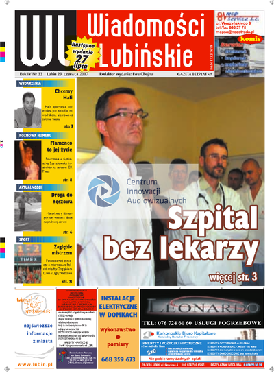 Wiadomości Lubińskie nr 33, czerwiec 2007